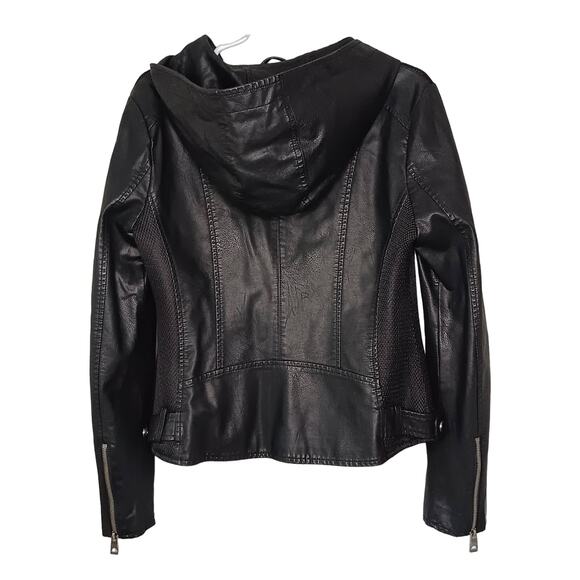 Guess Faux Leather Hooded Jacket Women's Size Large - Picture 3 of 7